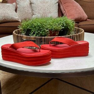 Free People Vibrant Red Platform Sandals